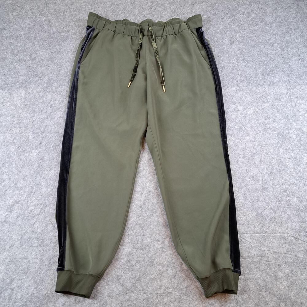 Lululemon Pants Women 12 Green On the Fly Velvet Trim Joggers Pull on Drawstring